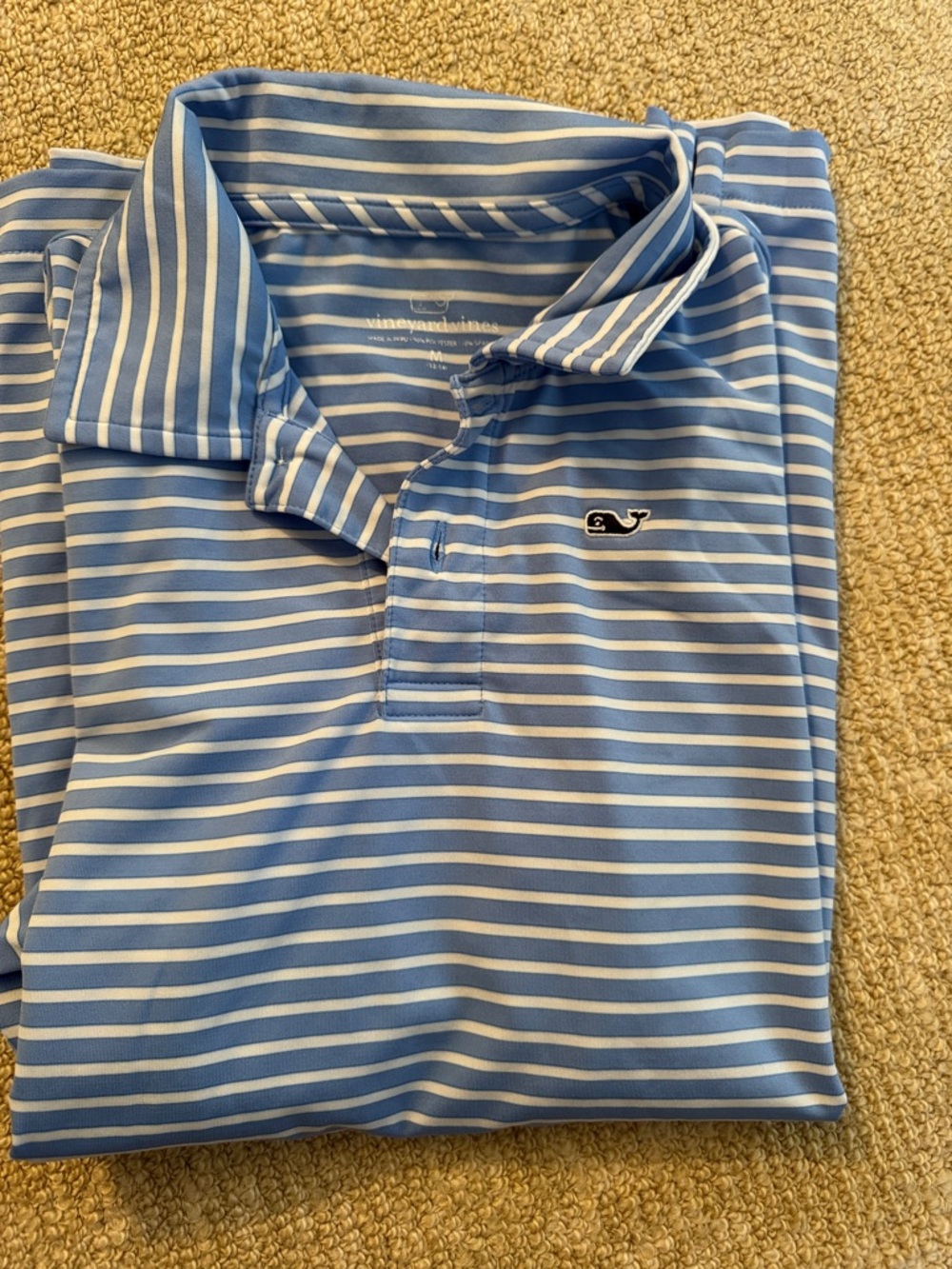 Vineyard Vines Light Blue and White Striped Kids Polo